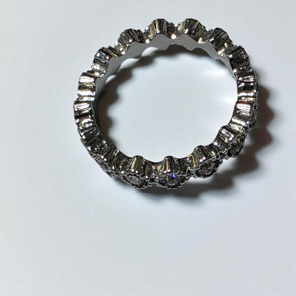Silver Black Crystal Women's Ring - Picture 2 of 4